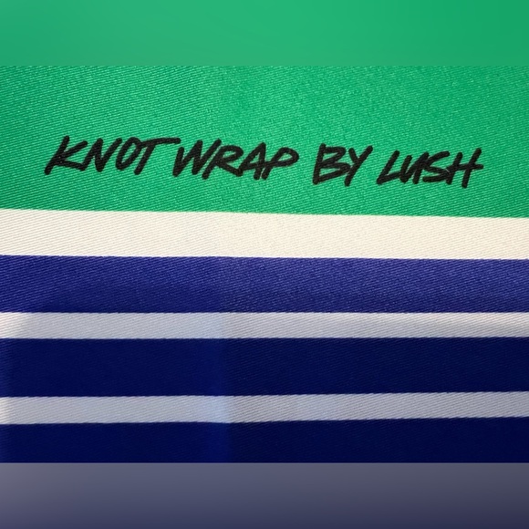Knot Wrap by Lush | Geometric Polka Dots & Stripes Pattern Green/Navy Blue/White - Picture 9 of 12